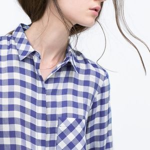 ZARA checked blue gingham shirt XS